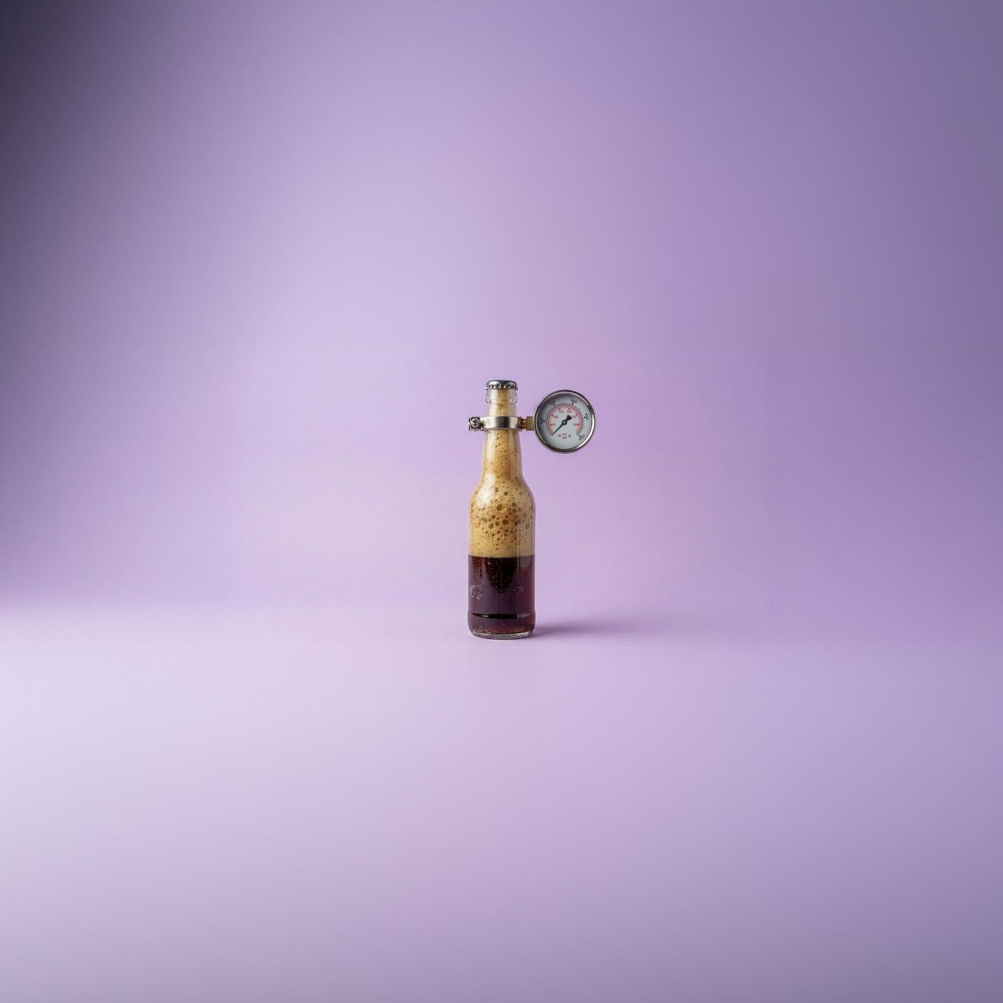 Bottle with purple background.